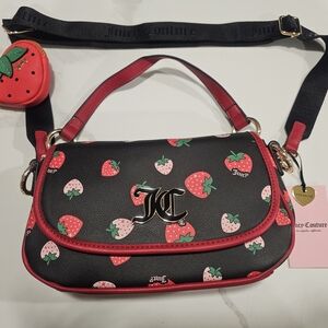 Juicy Couture Black and Red Strawberry Print Women's Bag